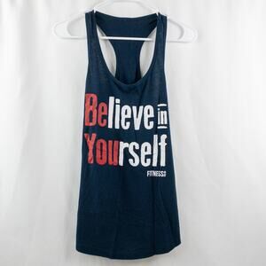 Fitness Tee Co Believe in Yourself Navy Blue Workout Tank Womens Small